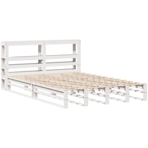 vidaXL Posteljni okvir z vzglavjem bel 120x200 cm trdna borovina, (21322166) Cene