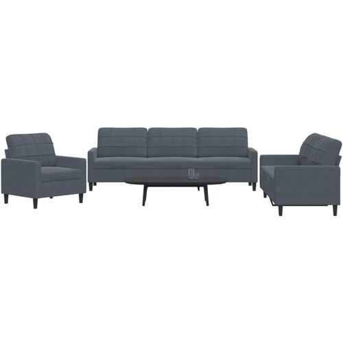 vidaXL 3-dijelni set sofa s jastucima tamnosivi bar&scaron;unasti Cijene