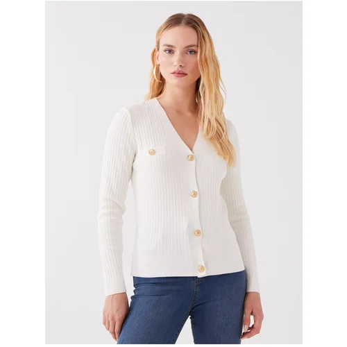 LC Waikiki V-Neck Plain Long Sleeve Women's Knitwear Cardigan