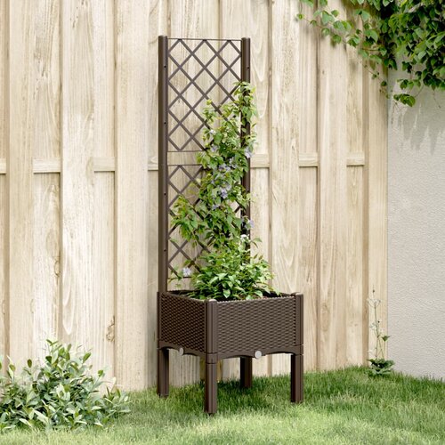 VidaXL Vrtna sadilica s re&amp;scaron;etkom smeđa 40 x 40 x 142 cm PP Slike