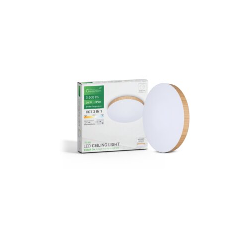  LED plafonjera Green Tech drveni okvir, 36W, 3CCT, promjer 40cm Cijene