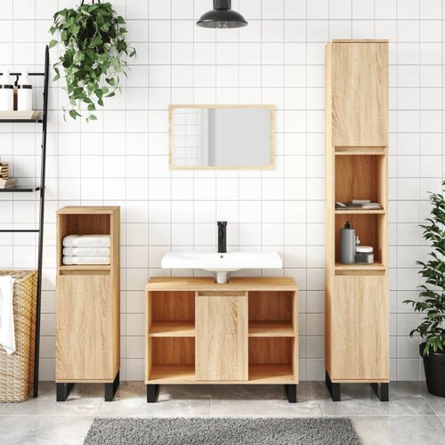The Living Store Kopalni&amp;scaron;ka omarica sonoma hrast 80x33x60 cm inženirski les - Kopalni&amp;scaron;ka Omarica, (21436654) Slike