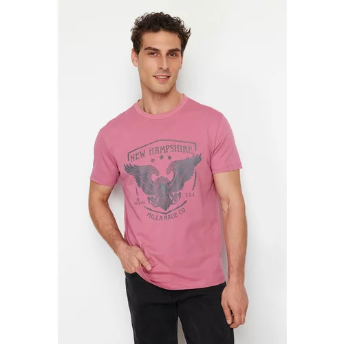 Trendyol Dried Rose Eagle Printed Regular/Normal Cut T-Shirt