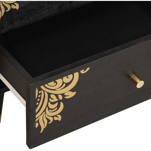  Noćni ormar s ladicama Crna 50 x 33 x 62 cm Čvrsto drvo manga Slike
