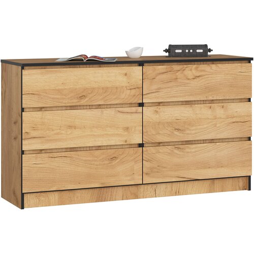 AKORD Komoda, 6 Predalov, Hrast Craft, (5000332274) Cene