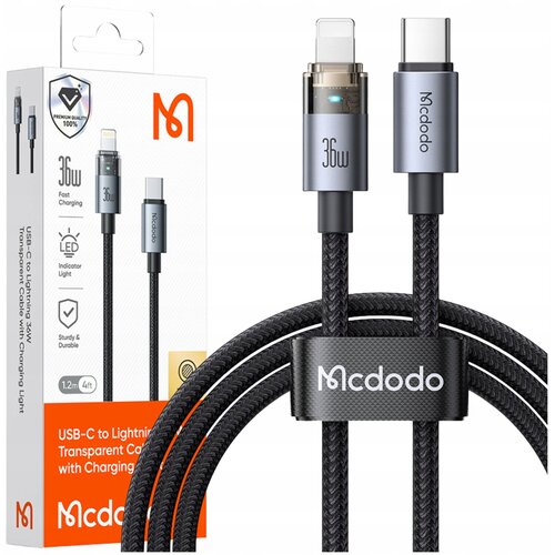 McDodo USB-C KABEL ZA HITRO POLNJENJE ZA IPHONE LIGHTNING 36W 1M LED ČRN, (5000334529) Cene