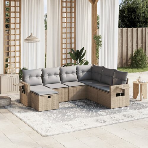 vidaXL 7-dijelni set vrtnih sofa s jastucima bež od poliratana Cijene