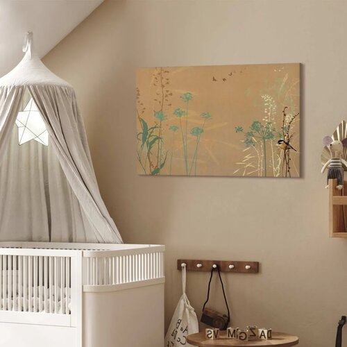  Slika - Tiny Bird - Colorful Grasses in Golden Shades of Sunset 120x80 Akustična Slike
