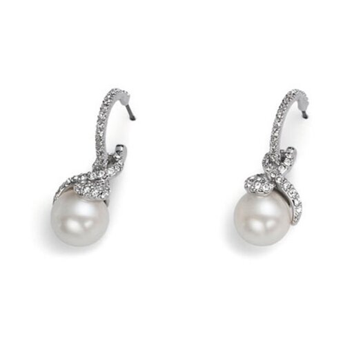  Ženske oliver weber pearl hoop rhodiumcrystal mindjuše sa belim swarowski perlama ( 22204 ) Cene