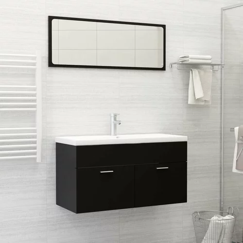  2-delni komplet kopalniškega pohištva črne barve iverna plošča, (20798070)
