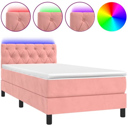 vidaXL Box spring postelja z vzmetnico LED roza 80x200 cm ža Cene