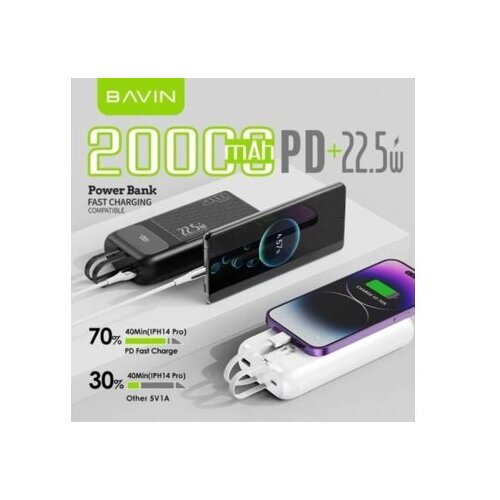 BAVIN Power bank 20000mAh 22,5W Type C Ligtning kabl Cene