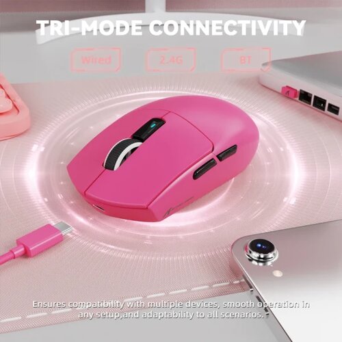 Attack Shark bežični gaming mi&amp;scaron; G3Pro PAW3311/25000 dpi/omron switches/berry red + charging dock Slike