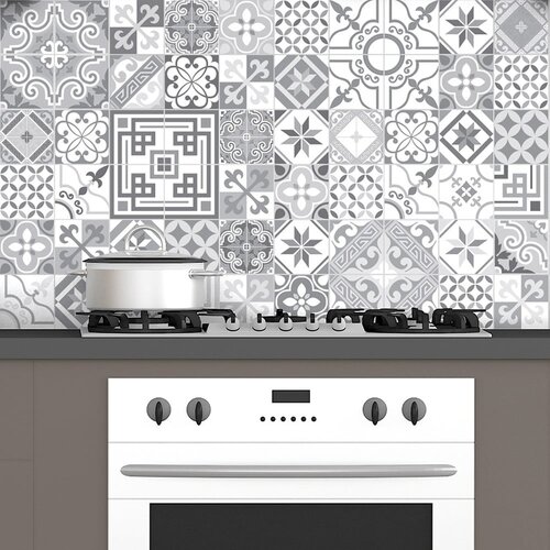 Ambiance Komplet 60 stenskih nalepk Vintage Design Shade of Gray, 10 x 10 cm Cene