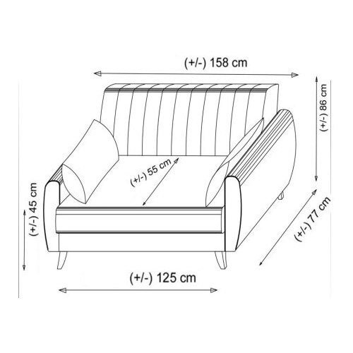  Dvosjed na razvlačenje Alkon 158x86x77cm Tamno siva Cene