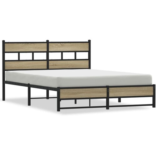 VidaXL Kovinski posteljni okvir brez vzmetnice sonoma hrast 140x200 cm, (21610805) Slike