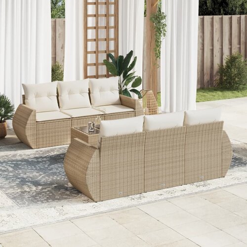 vidaXL 7-dijelni set vrtnih sofa od poliratana s jastucima bež Cijene