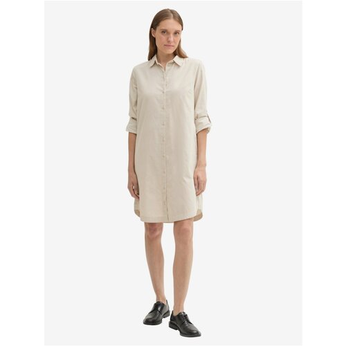 Tom Tailor Beige women's corduroy shirt dress - Women's Cene