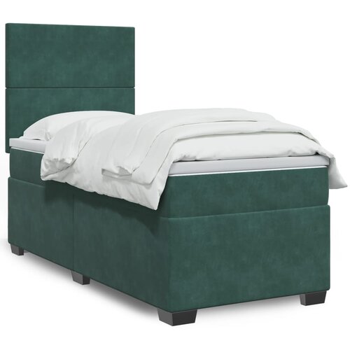  The Living Store Box spring postelja z vzmetnico temno zelen 90x190 cm žamet - Box Spring Postelja, (21489688) Cene