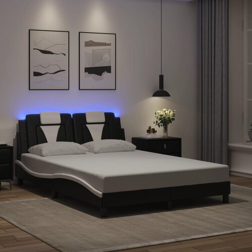 Furnova Posteljni okvir z LED lučkami črno bel 120x200 cm umetno usnje, (21940542) Slike