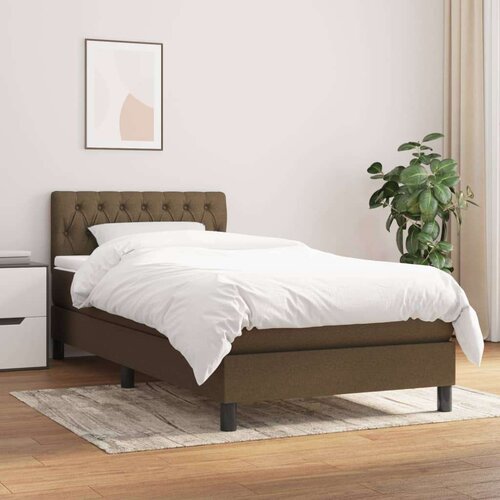  Box spring postelja z vzmetnico temno rjav 90x190 cm blago, (20791021) Cene