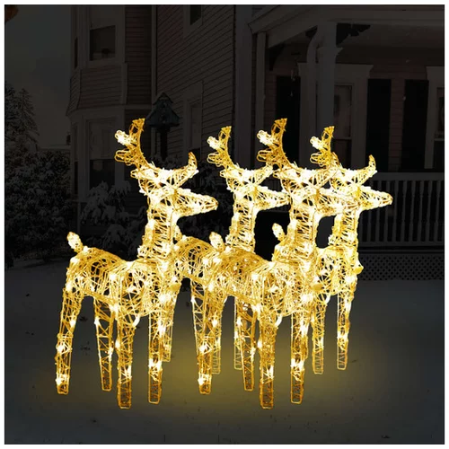  Božični severni jeleni 4 kosi toplo beli 160 LED akril