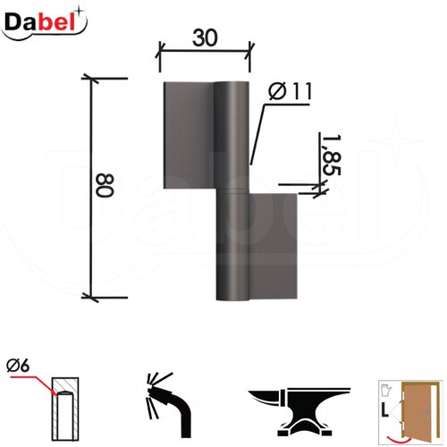 Dabel šarka bravarska za vrata SP8 Ne 80x30x1,85mm Leva DP0 0102319 Cene