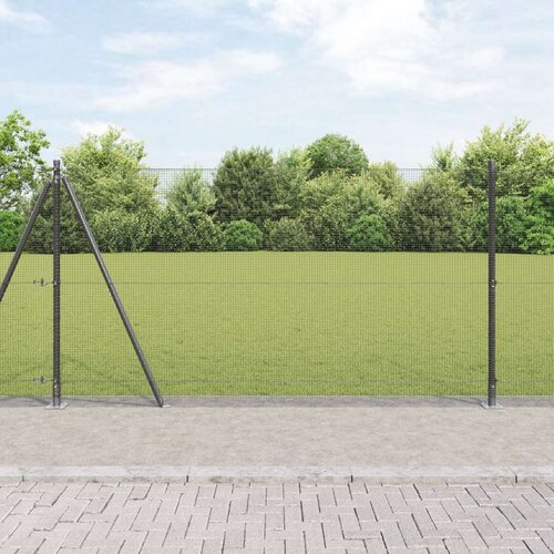 vidaXL varjena žična ograja z 7 flanged stebri Siva 1.2x10 m Jeklo Cene