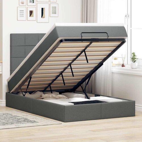 VidaXL Okvir za krevet s madraca tamnosivi 120x190 cm od tkanine Slike