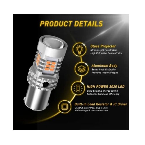 Auxito LED sijalice BA15S žute (amber) set od 2 komada BA15S-5KG26-Y2 Cene