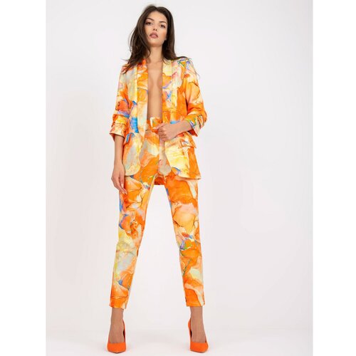 Fashion Hunters Orange women's blazer with prints Slike