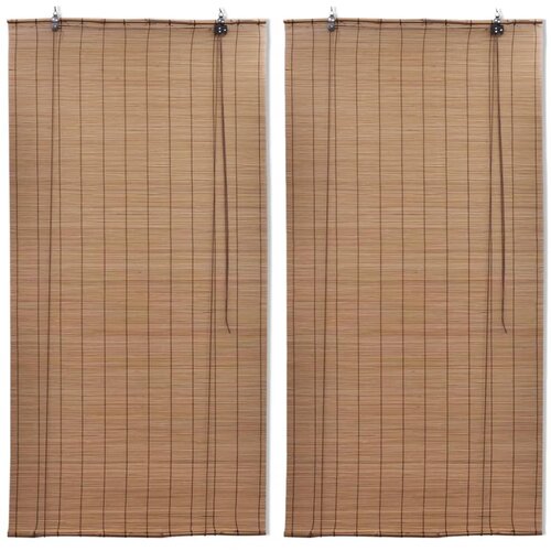 VidaXL Rolo senčilo iz bambusa 2 kosa 100x160 cm rjave barve Slike