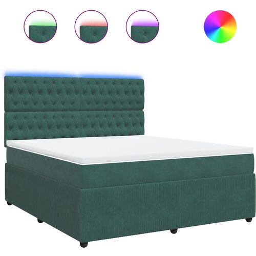 vidaXL Box spring postelja z vzmetnico temno zelena 180x200 cm žamet, (21304457) Cene