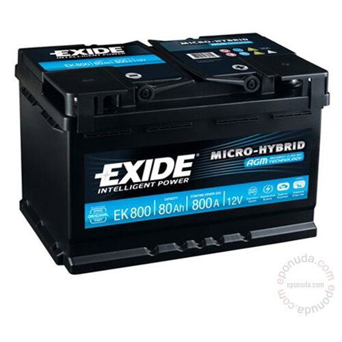 Exide AGM EK800 12V 80Ah akumulator Slike