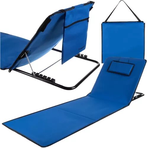  Prostirka za plažu s naslonom i jastukom &amp;ndash; sklopiva, 150 &amp;times; 50 cm , plava Slike