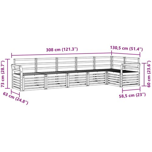  Set vanjskih sofa 6 kom. Prirodna Poliester Bijela 308 x 130,5 x 73 cm Slike