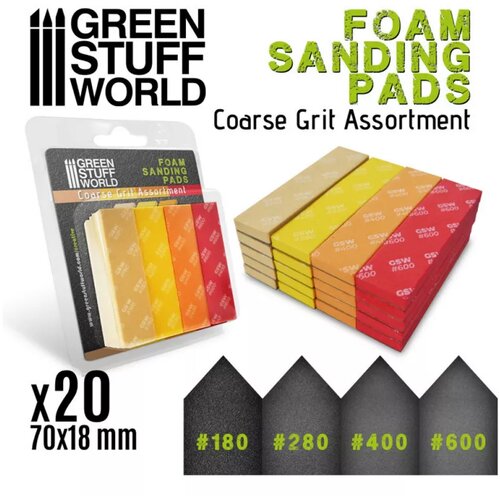 Green Stuff World FOAM Sanding Pads - COARSE GRIT ASSORTMENT (pack x20) Slike