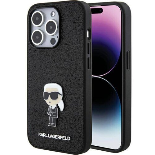 Karl Lagerfeld maska za iPhone 15 Pro max ikonik fixed glitter logo metal pin black ( KLHCP15XGKNPSK ) Cene