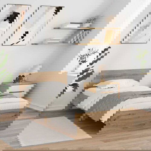 VidaXL Konstrukcija postelje Umetni hrast 100 x 200 cm Konstruiran les Slike