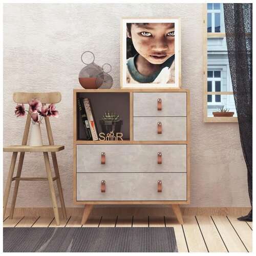  Komoda WITLOF 87x70 cm braon/siva Slike