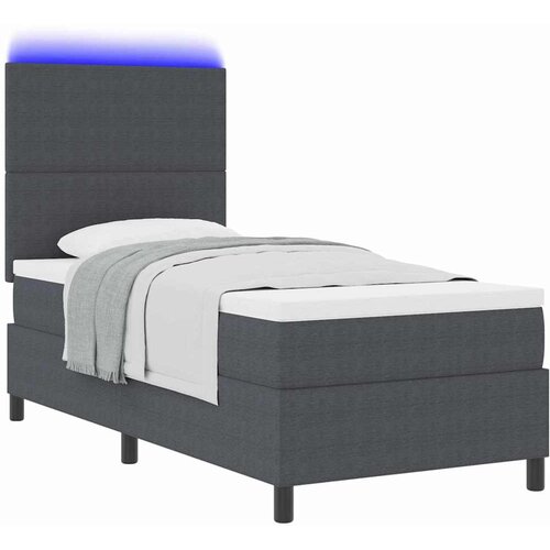 LED Box Spring Krevet Tamno siva i bijela 90 x 190 cm Slike