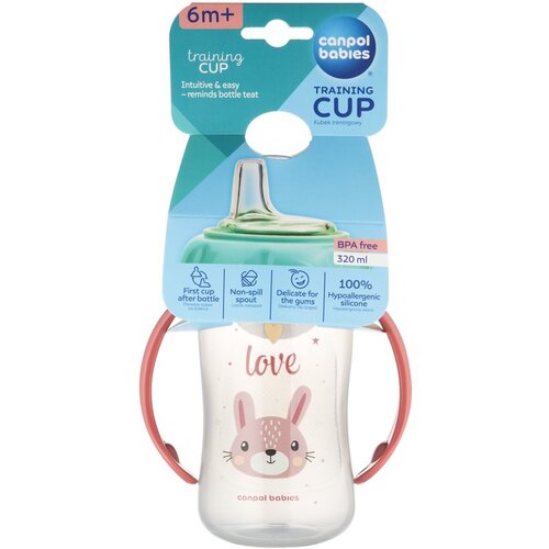 Canpol babies flasica/solja sa kljunom i ruckama 56/512 &amp;quot;happy animals - 320ml pink ( 56/512_pin2 ) Slike