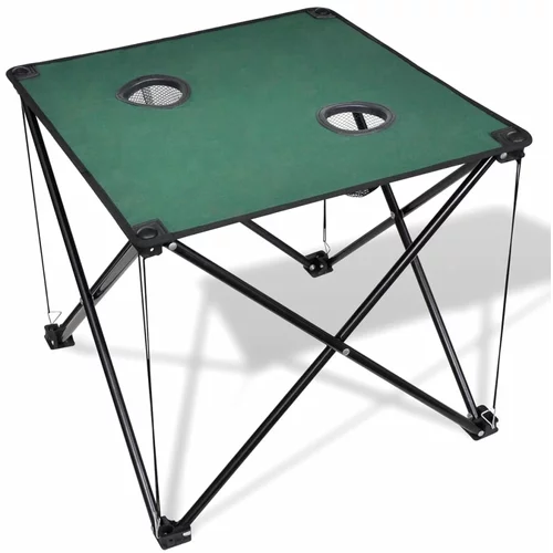 vidaXL Zložljiva mizica za kampiranje temno zelene barve