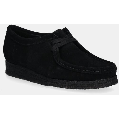 Clarks Originals Mokasinke od bru&amp;scaron;ene kože za žene, boja: crna, ravni potplat Slike