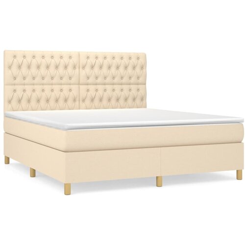 VidaXL Box spring postelja z vzmetnico krem 180x200 cm blago, (20892824) Slike