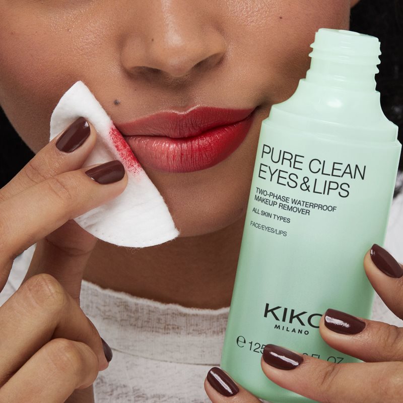 KIKO Milano Pure Clean Eyes&amp;amp;Lips dvofazno sredstvo za uklanjanje vodootporne &amp;scaron;minke s usana i oko očiju 125 ml Slike