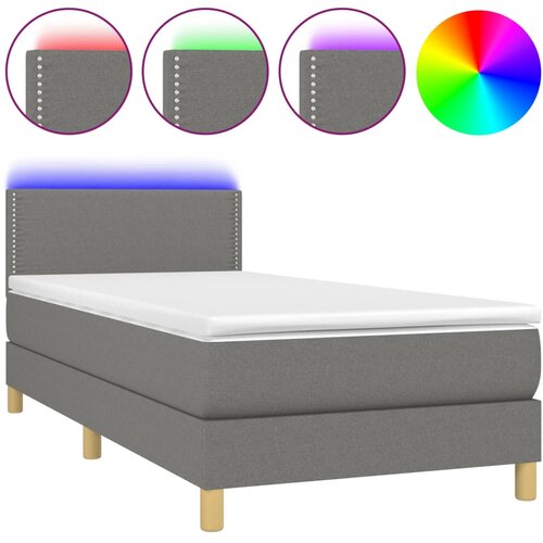 Maison Chic Box spring postelja - Vzmetna postelja z vzmetnico LED temno siva 90x190 cm blago SL2471, (21903601) Slike