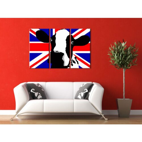  Ročno izdelana slika POP Art Cow 3-delna  (POP ART slike) Cene