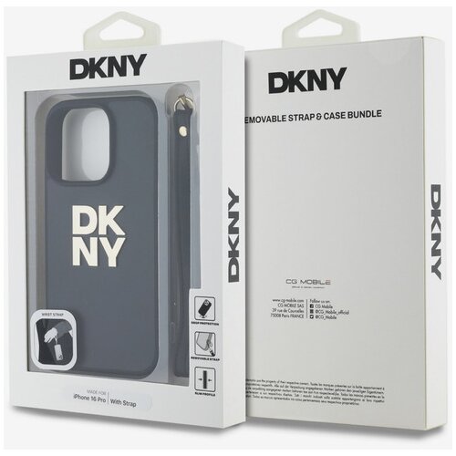 Dkny pu leather stack logo wrist strap iphone 16 pro black ovitek za telefon vijolična Slike