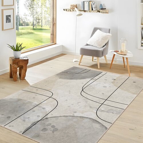 Mila Home siva/kremno bela pralna preproga 80x150 cm simple lines &amp;ndash; Slike